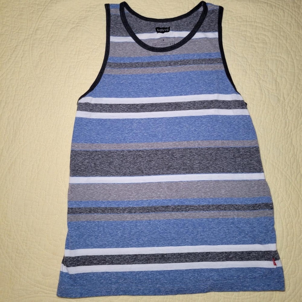 Levi's Blue & White Striped Tank Top